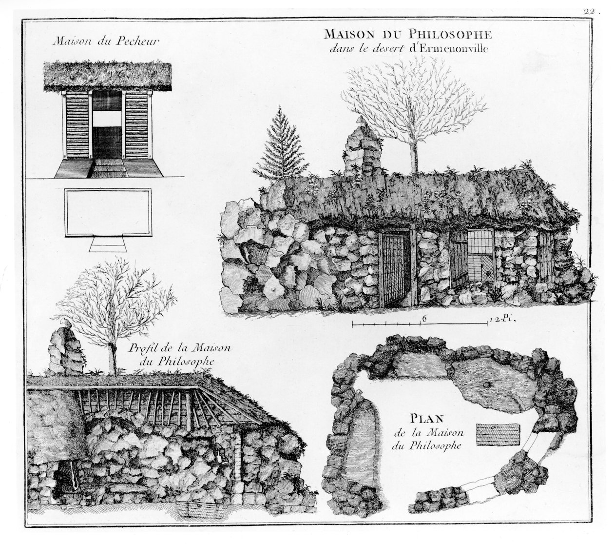 Ermenonville的Jean-Jacques Rousseaus Hermitage（另见430491） 作者 法语学校