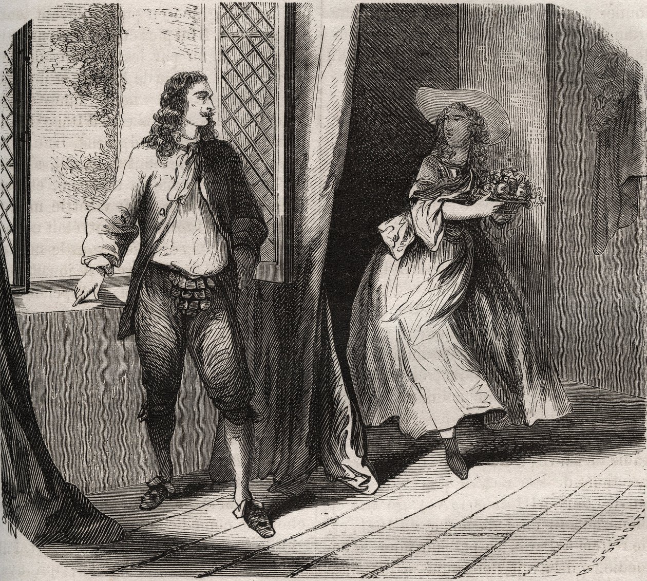 让-巴蒂斯特(Jean-Baptiste)-波克林，dit Moliere(1622-1673)向喜剧演员布里小姐(Catherine Leclerc du Rose)求婚。 作者 法语学校