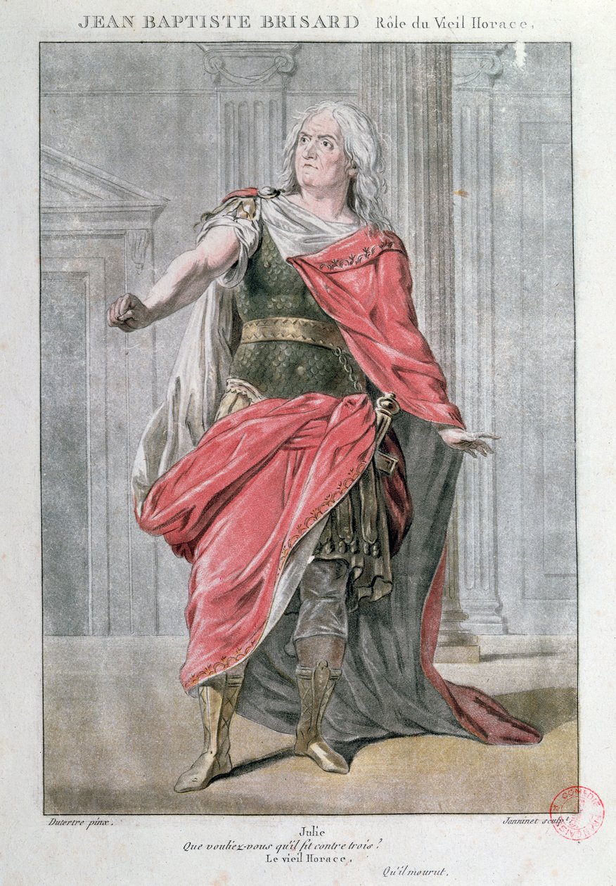 Jean Baptiste Brisard饰演Vieil Horace扮演的悲剧Horace by Corneille（彩色版画） 作者 法语学校