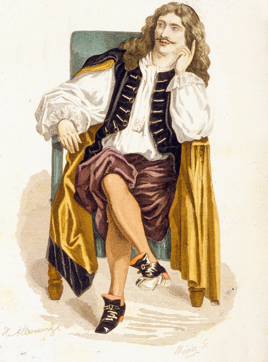 Jean Baptiste Poquelin，或“莫里哀”（彩色平版印刷） 作者 法语学校