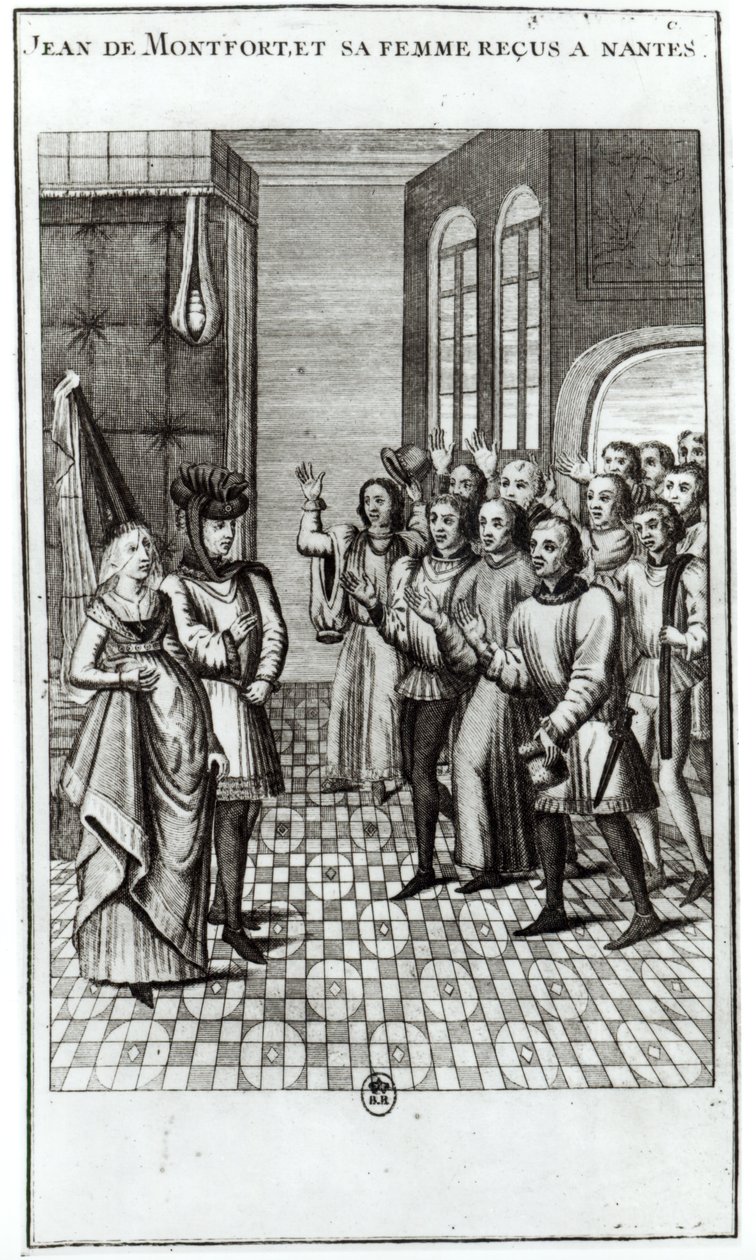 Jean de Bretagne（1293-1345）蒙特福特伯爵和他的妻子在南特受到欢迎 作者 法语学校