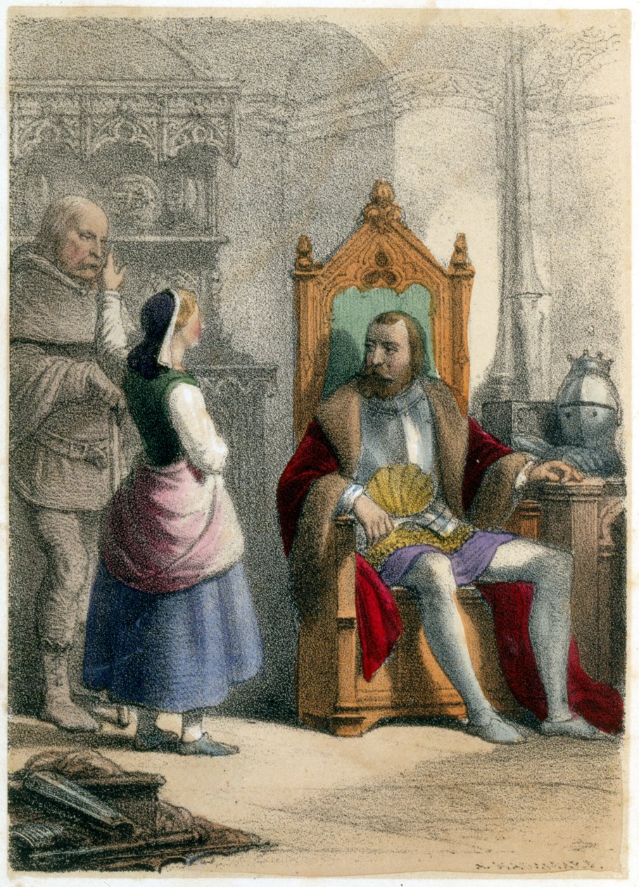 Joan of Arc and her uncle Durand - Lapart to Captain Beaudricourt, governor of Vaucouleurs, “I must go to the noble Dauphin, my Lord so wishes” - in “” Les enfants illustres - tales historiques”” by Madame Eugènie Foa 作者 法语学校