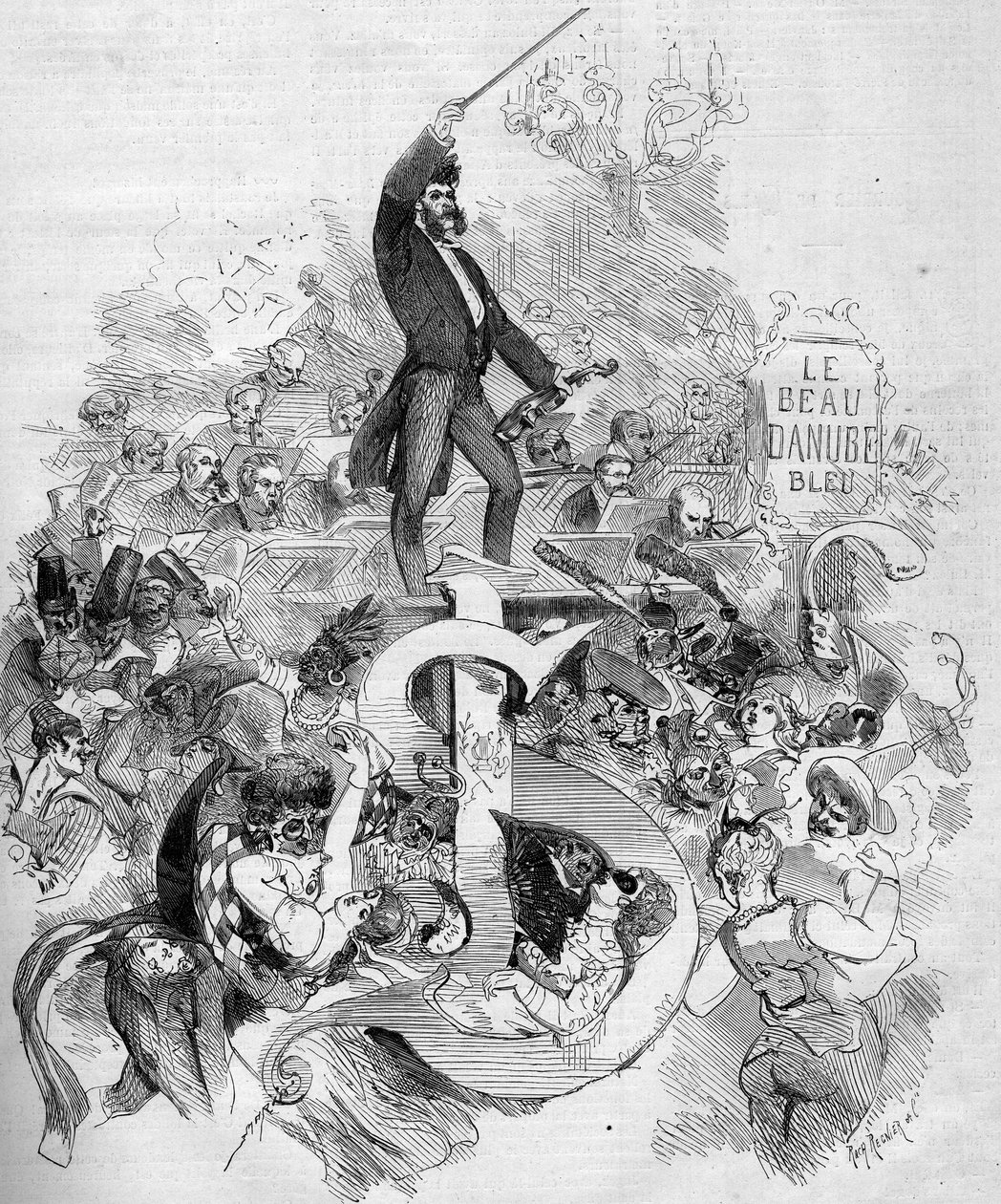 年轻的约翰-施特劳斯（1825-1899），在巴黎歌剧院举行的面具舞会上拉小提琴 作者 法语学校