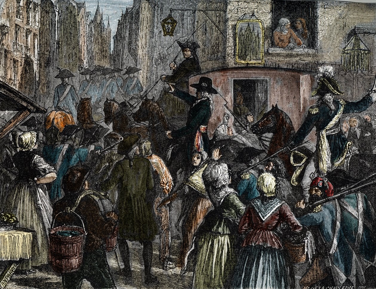 King Louis XVI and his family taken to the Temple (colour engraving) 作者 法语学校