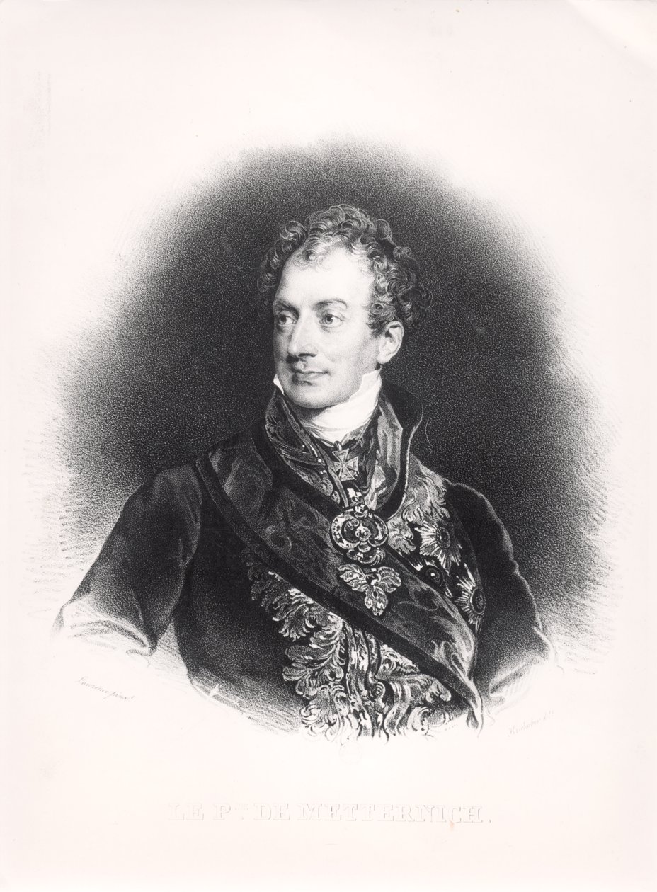 Klemens Wenzel Nepomuk Lothar（1773-1859）Metternich-Winneburg王子，1815年 作者 法语学校