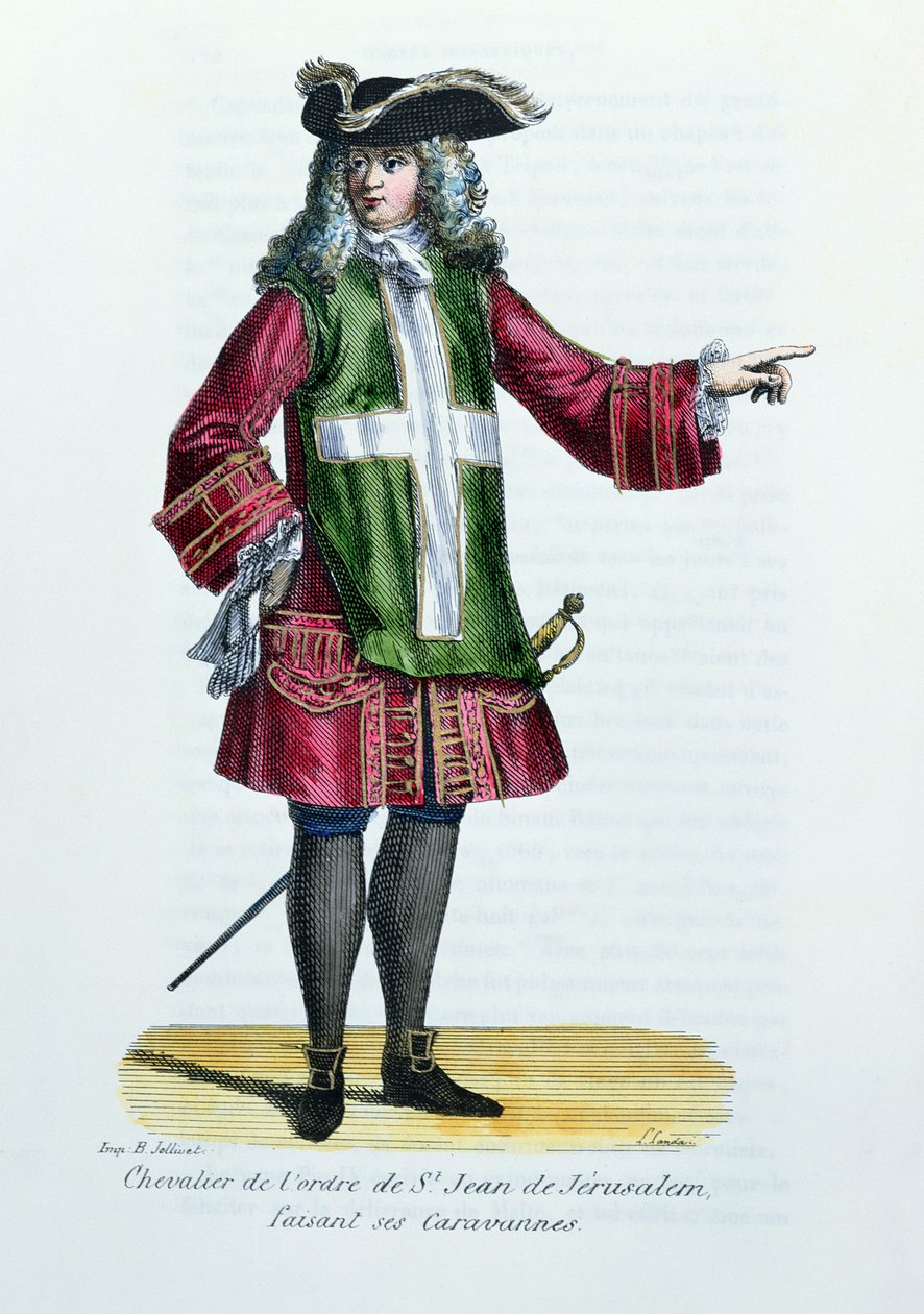 耶路撒冷圣约翰勋章的骑士，1842年父亲Helyot的修道院命令的历史和服装插图 作者 法语学校