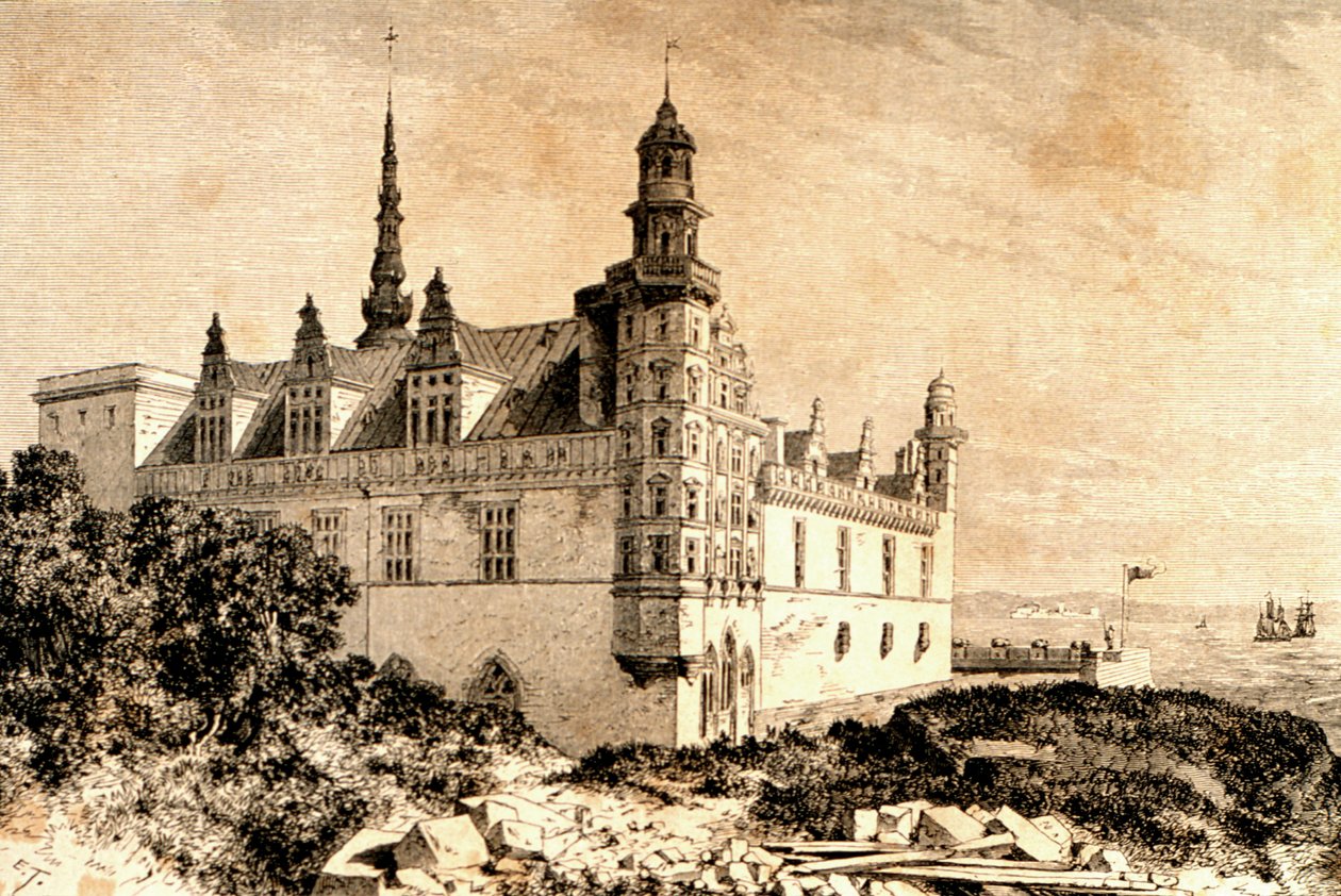 克伦堡城堡，丹麦希勒勒，19世纪50年代，来自世界巡回演唱会，1860年代出版于巴黎 作者 法语学校