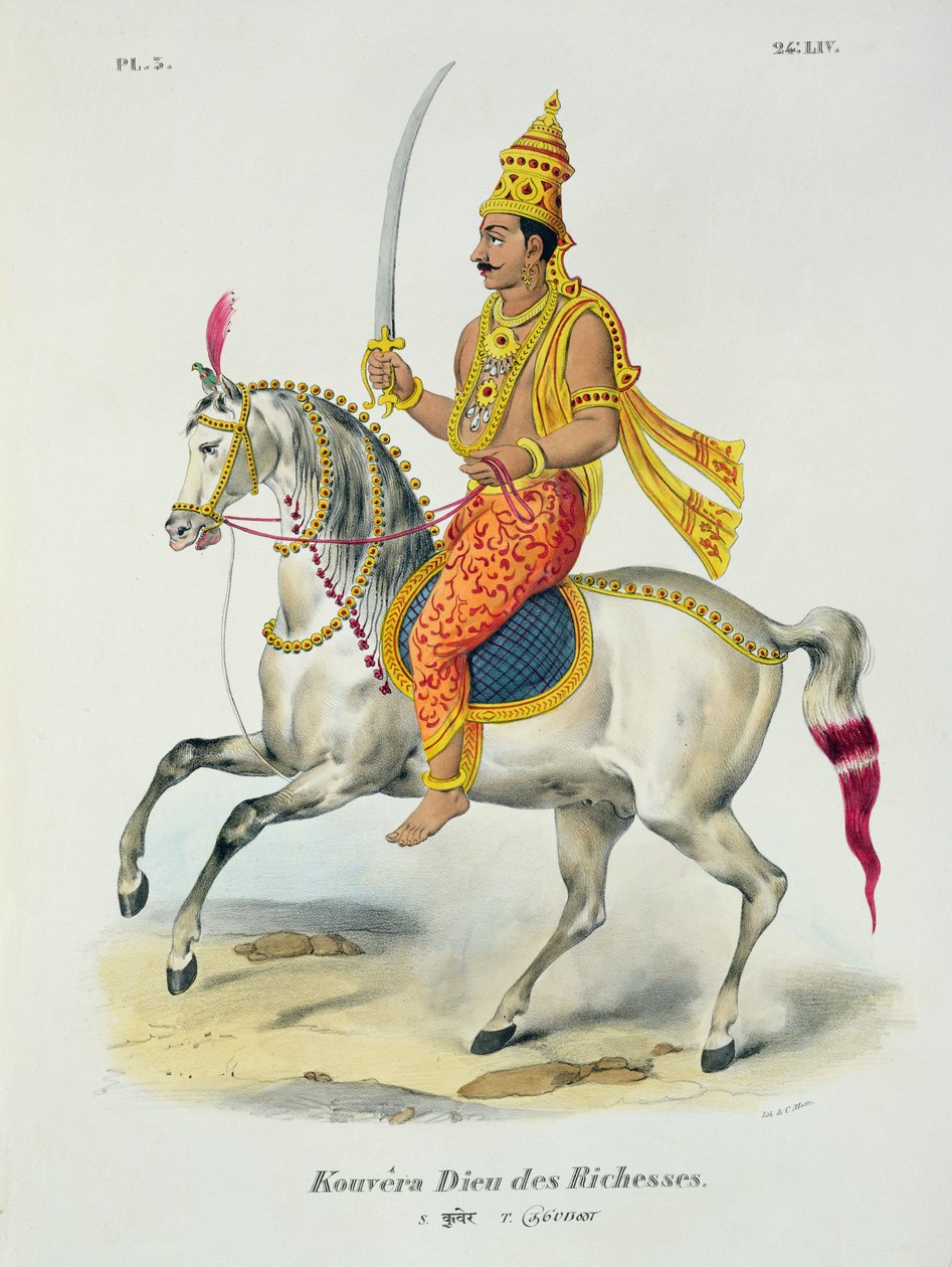 Kubera是财富之神，由C. de Motte（1785-1836）镌刻 作者 法语学校