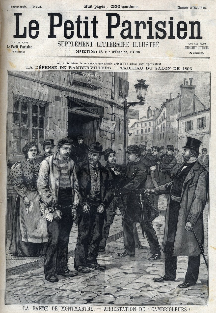 La Bande de Montmartre：警察在巴黎逮捕了窃贼，载于《小巴黎人》。 作者 法语学校