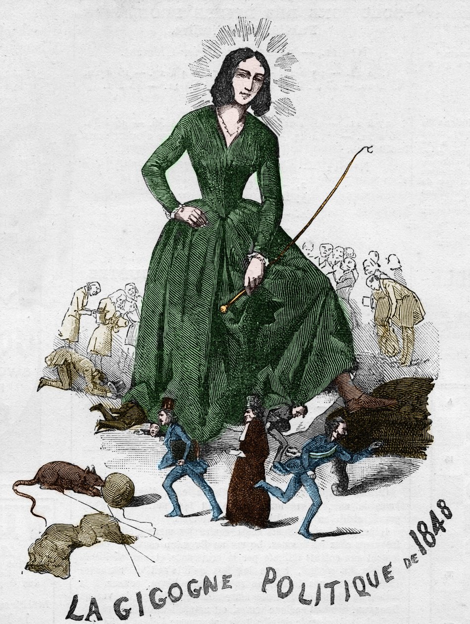 La Gigogne politique de 1848（乔治-桑（Aurore Dupin，Baronne Dudevant）（1804-1876）法国作家）。1848年在布尔日制作的漫画，来自阿道夫-朱利安的浪漫主义收藏。 作者 法语学校