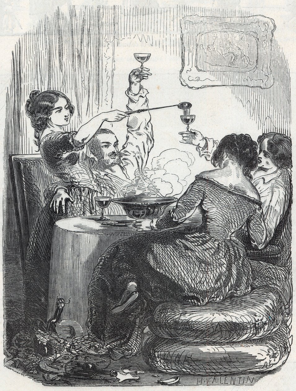 位于巴黎第九区意大利大道20号的La Maison Doree餐厅--Edmond Texier在1852年所作的 "Tableau-de-Paris "中的雕刻。 作者 法语学校