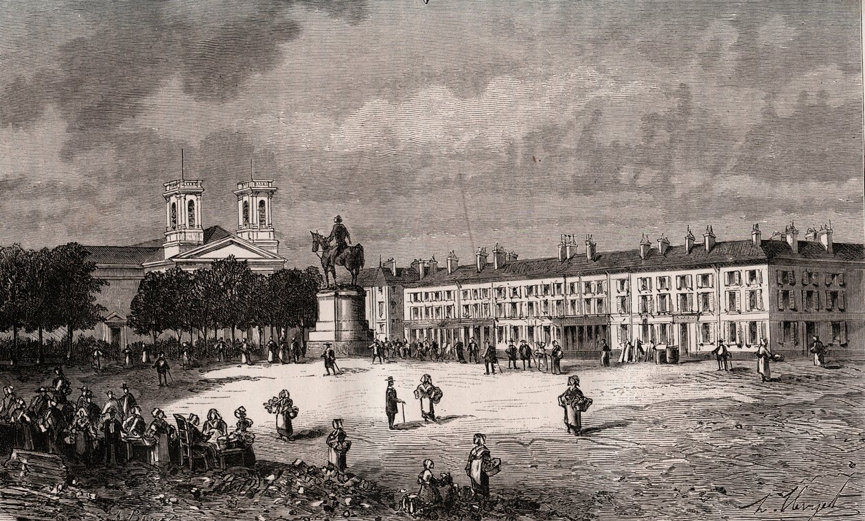 La Roche-sur-Yon (La Roche sur Yon) - Pays de la Loire - place Napoleon - engraving in "France illustree: geography, history, statistics administration" by V.-A. Malt-Brown.Malt-Brown.1884 作者 法语学校