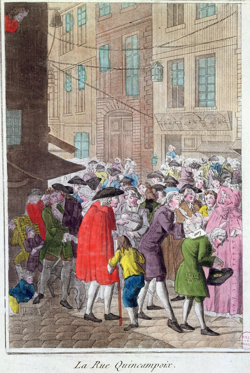 La Rue Quincampoix，The Law Affair，c.1797 作者 法语学校