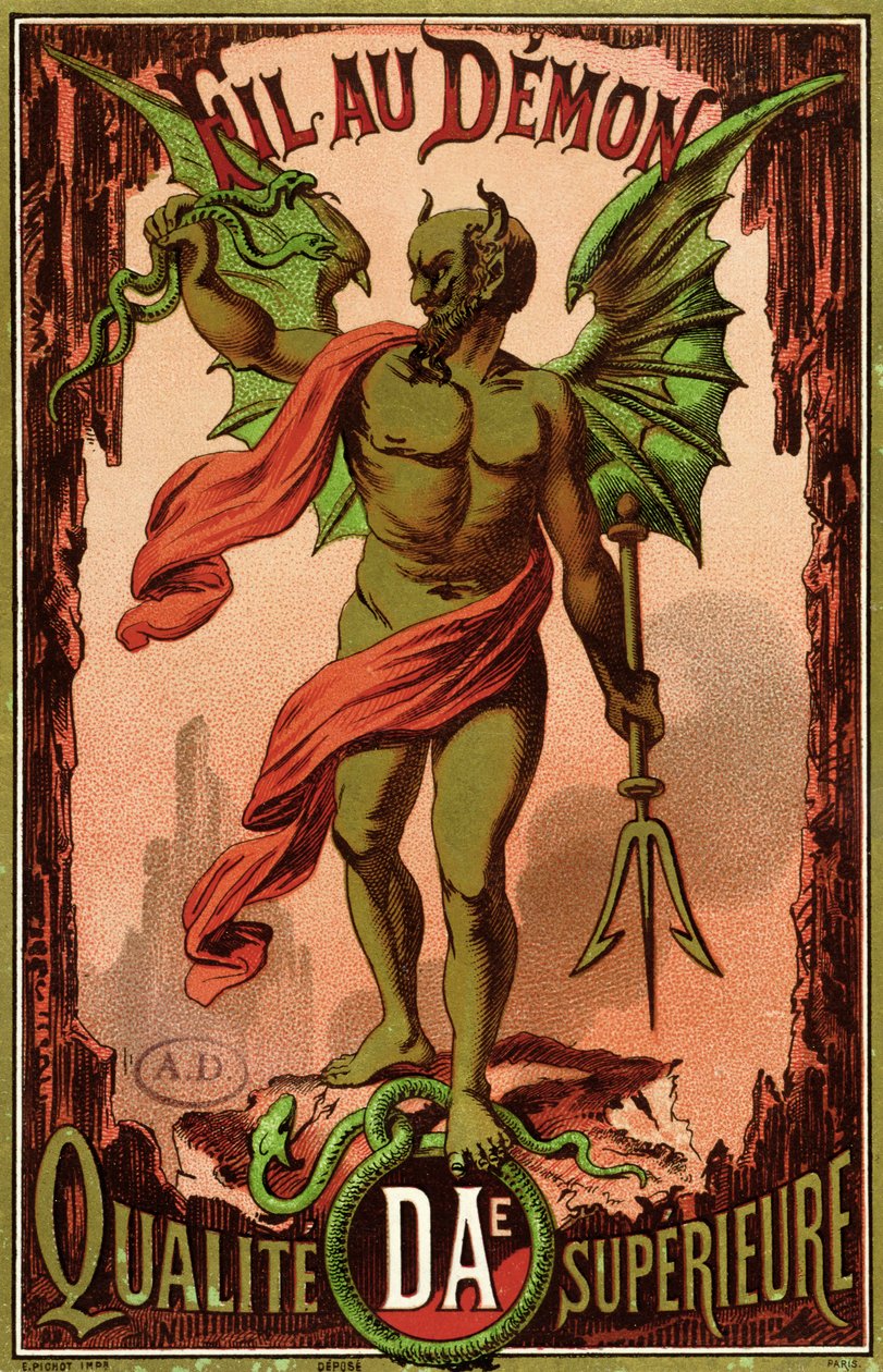 Fil au Demon品牌缝纫线的标签，c.1880-90 作者 法语学校
