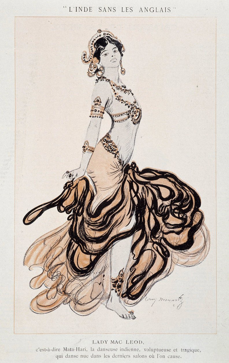 Mac Leod 夫人，即 Mata Hari 在跳舞--1905 年 6 月 24 日的 "La Vie Parisienne"（雕刻）。 作者 法语学校