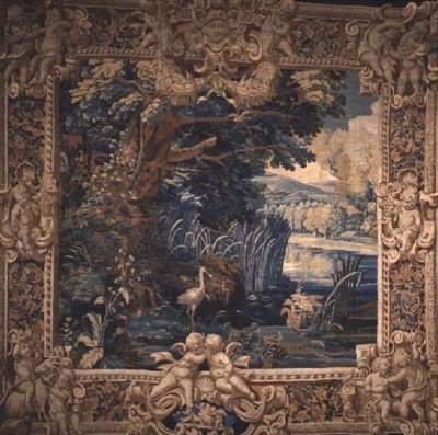 风景，巴黎，17世纪初（羊毛和丝绸挂毯 作者 法语学校