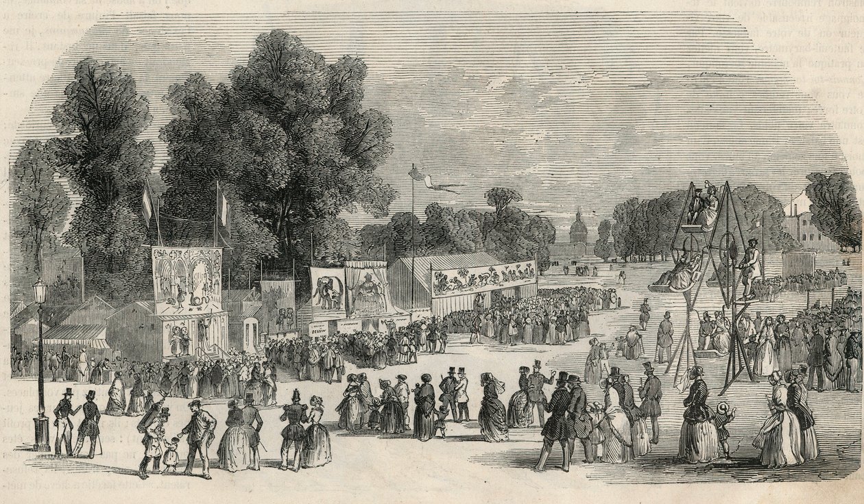 1848年6月在巴黎的Le Carre Marigny--Edmond Texier 1852年在 "Tableau-de-Paris "中的版画。 作者 法语学校
