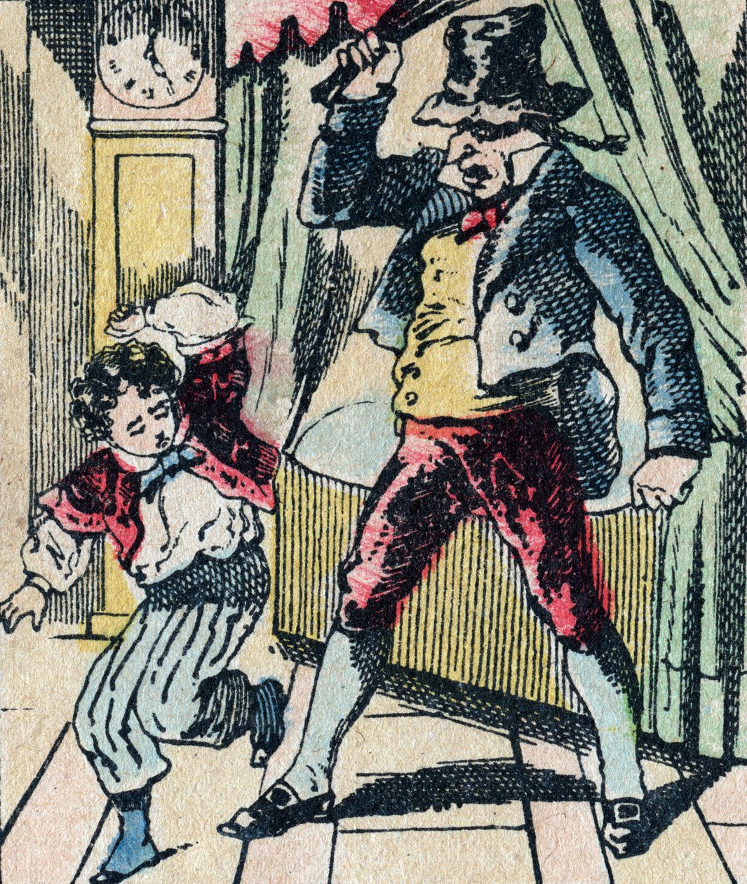 Le Pere Fouettard 民间传说中的传奇人物，用鞭子惩罚不聪明的孩子，将不听话的孩子圈起来，埃皮纳勒的形象 作者 法语学校