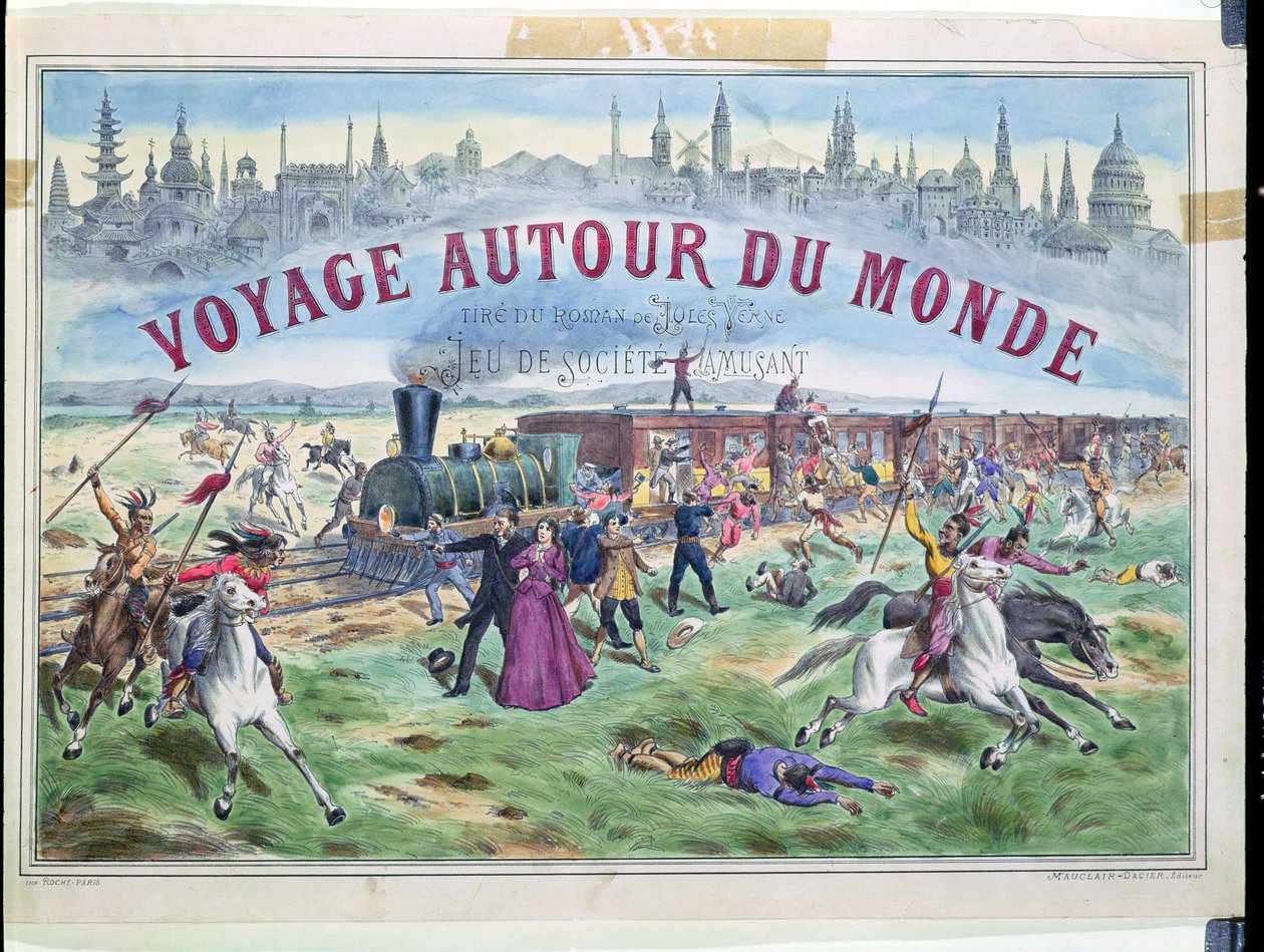 Le Voyage Autour du Monde，Jules Verne（1828-1905）80天环游世界游戏的封面 作者 法语学校