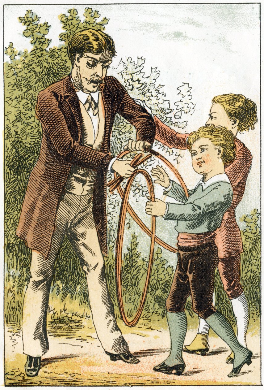Leon and Lucien learned well to read and became little scientists - their parents to reward them bought pretty hoops - in “Alphabet des petits savants”, late 19th century (chromolithograph) 作者 法语学校