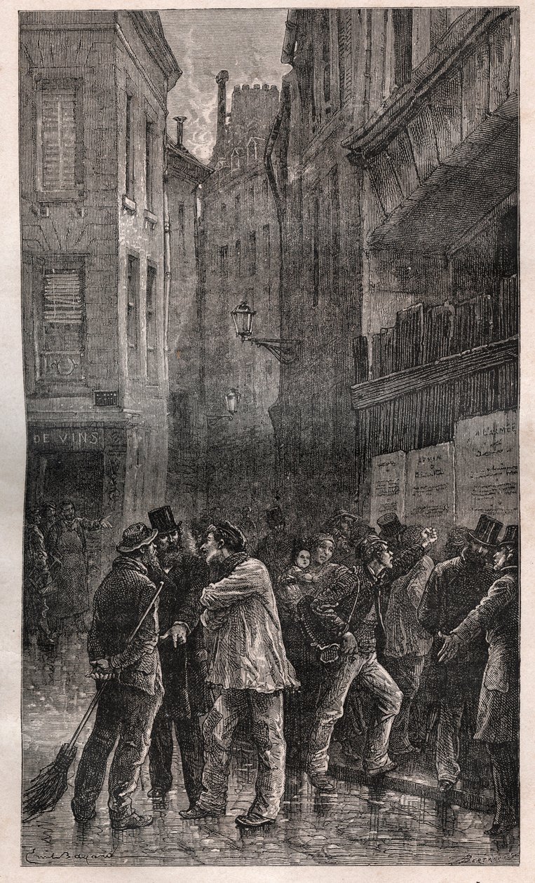 Les Posters - 巴黎人民醒来后发现所有墙壁上都贴有公告，通知他们 1851 年 12 月 2 日发生政变 - 在“犯罪历史”（犯罪史）（奖品）中 de pouvoir de Napoleon III en France) - 维克多雨果 作者 法语学校