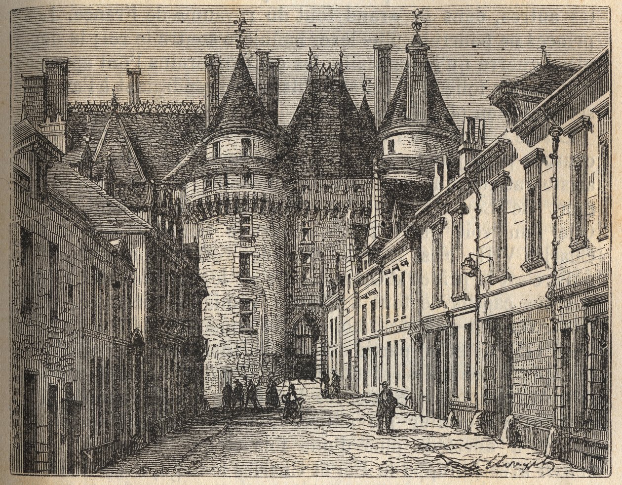 卢瓦尔河的城堡：朗热（Indre-et-Loire）的城堡--维克多-杜鲁伊（1811-1894）在《法国历史》中的雕刻--1882年 作者 法语学校