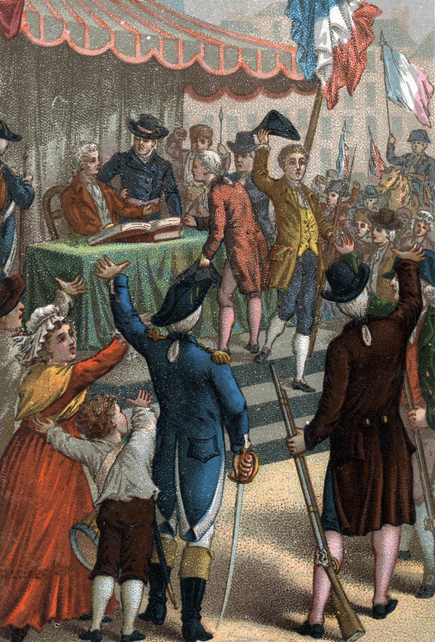 Les enrolements volontaires（在巴黎Odeon剧院前），La Patrie en danger，1792年7月22日。 作者 法语学校