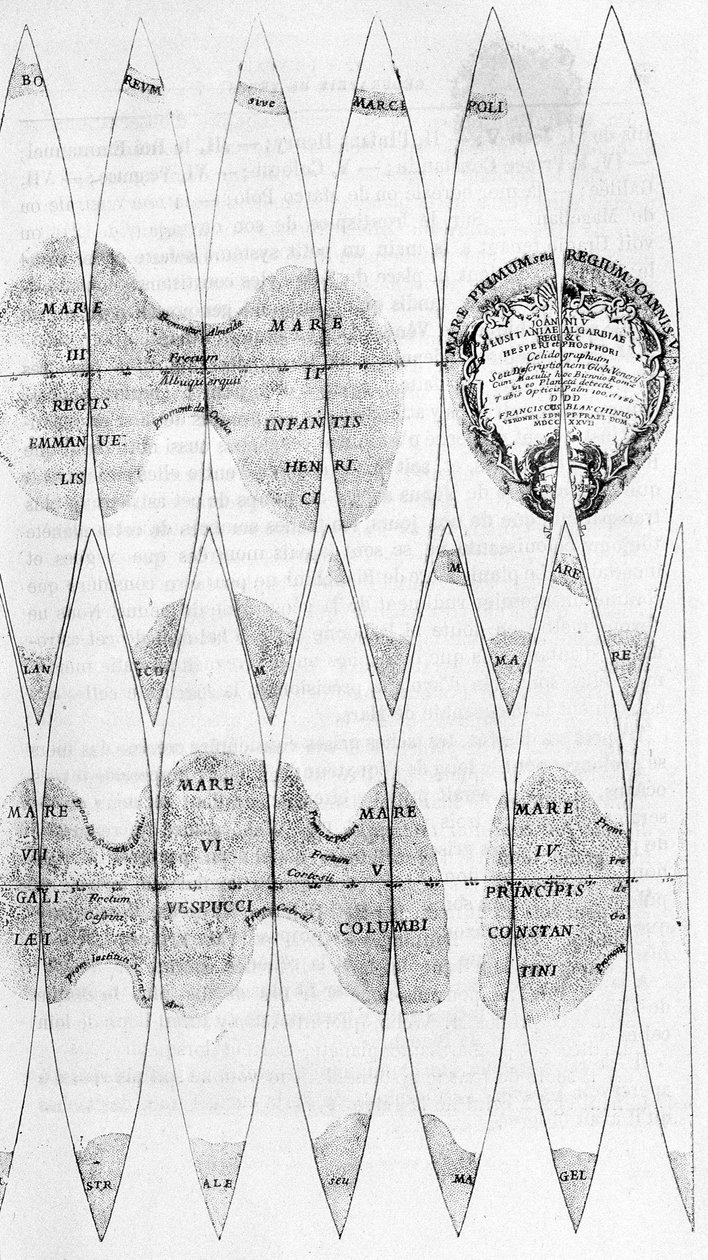 Bianchini 在 1727 年研究了金星的海洋及其纺锤体的切割 - 在 Camille Flammarion 编着的“天空之地”中。 Marpon & Flammarion, 巴黎 作者 法语学校