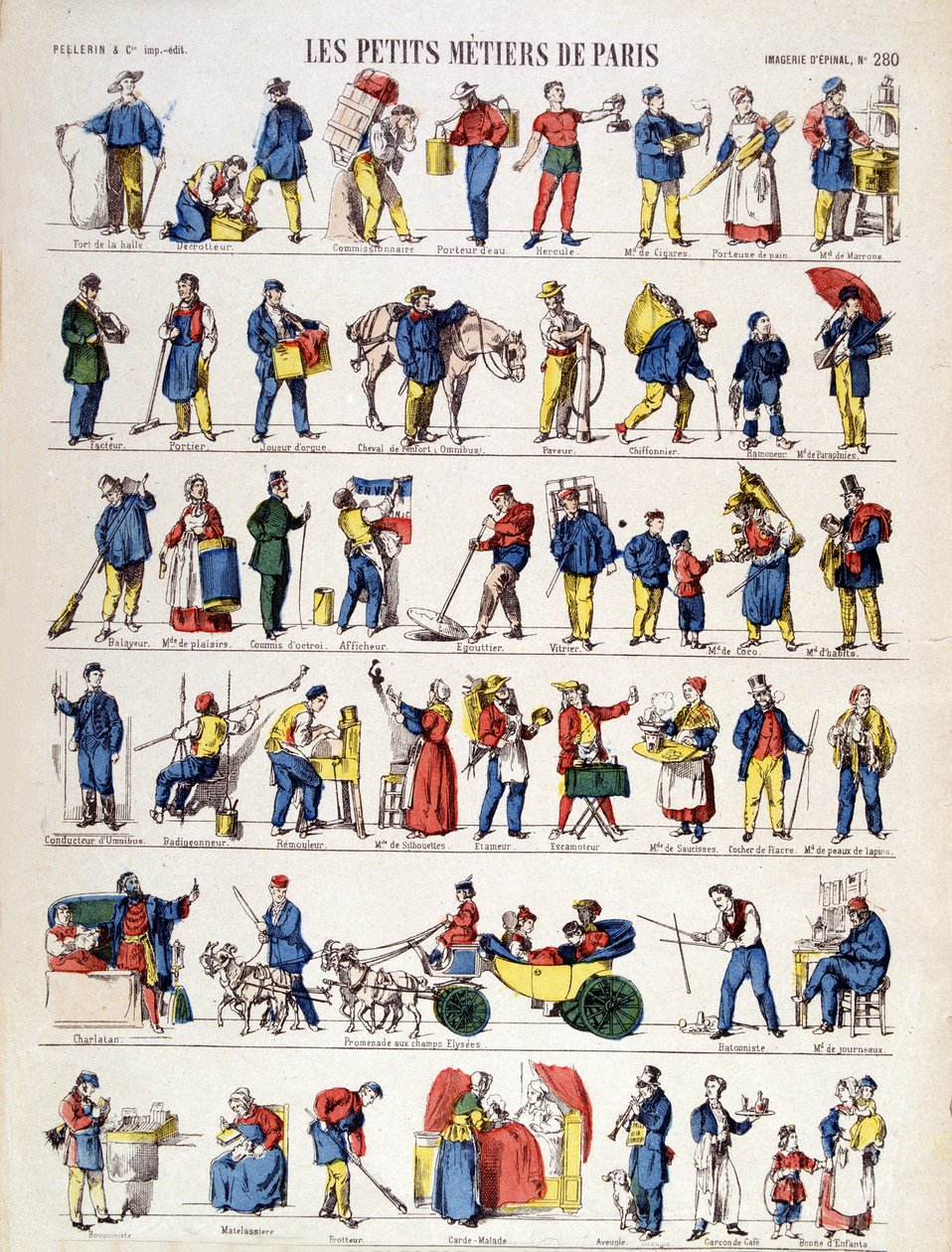 Les petits metiers de Paris, image of Epinal of the 19th century (engraving) 作者 法语学校