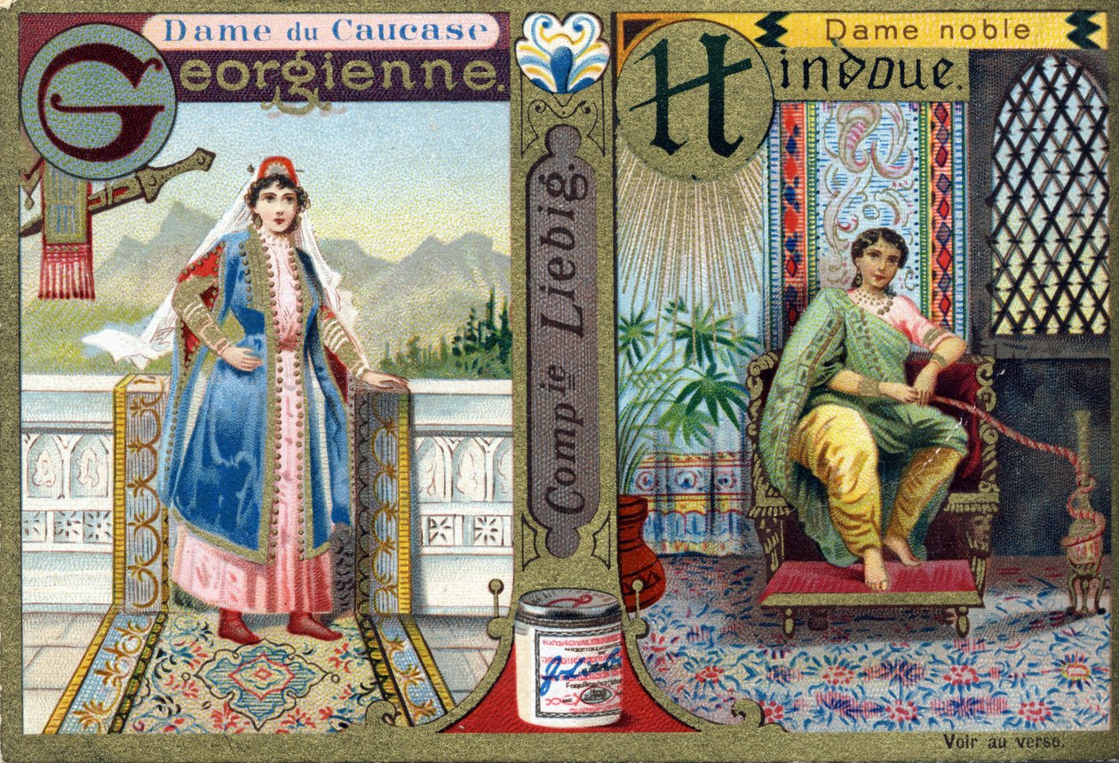 Letter G as Georgian Caucasus Lady and H as Hindu Noble Lady. Women