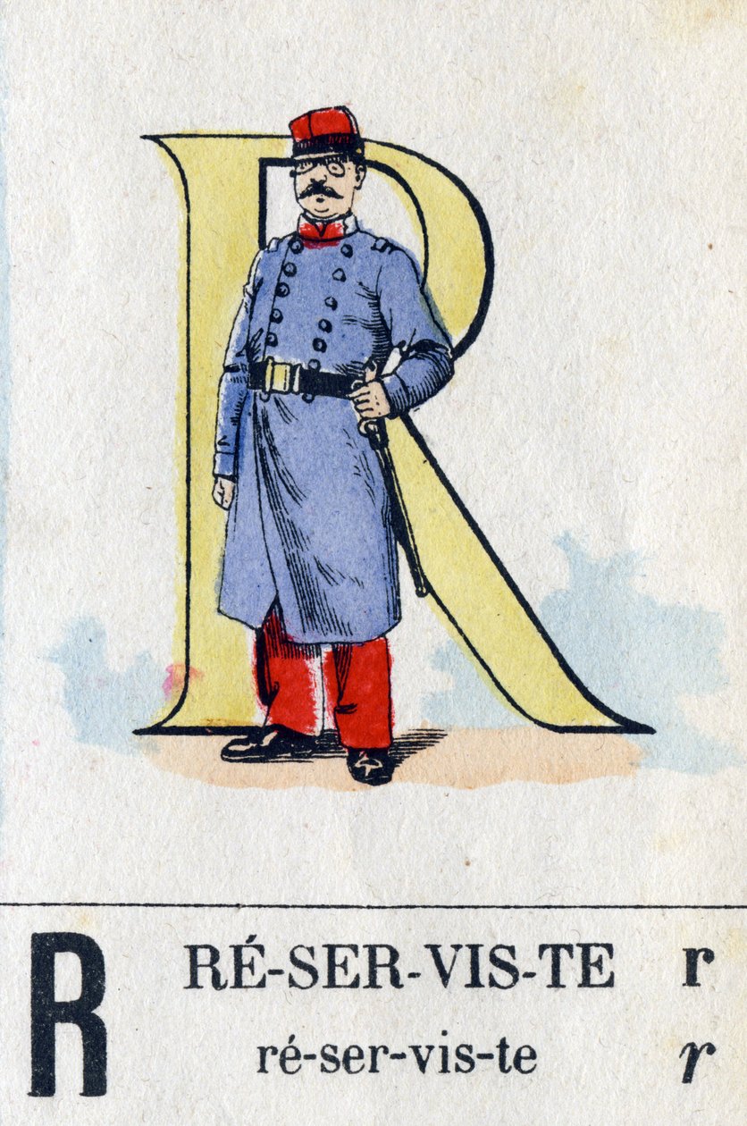 Letter R as reservist. Military alphabet . Imaging of Epinal, circa 1870-1880. Stencil-coloured woodcuts 作者 法语学校
