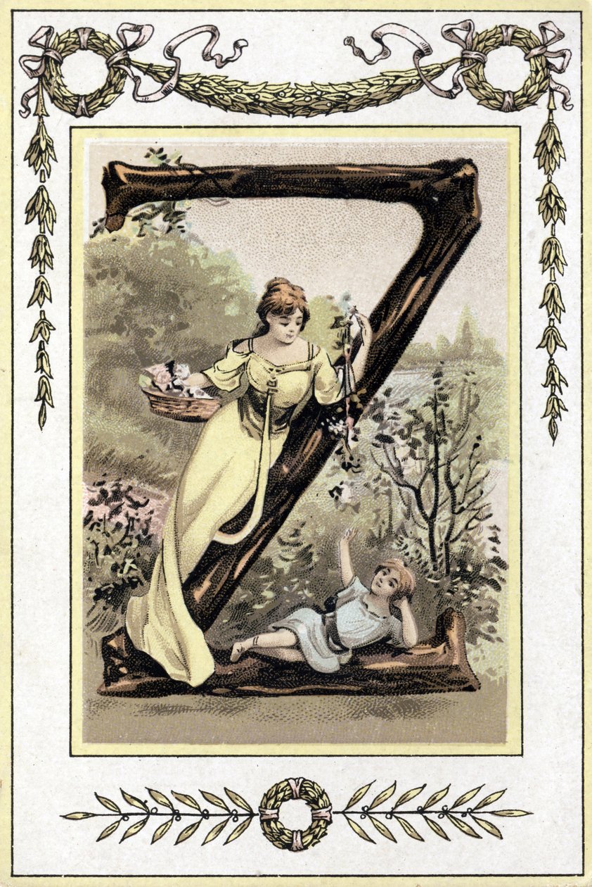 Letter representing a mother and her son, late 19th century (chromolithograph) 作者 法语学校