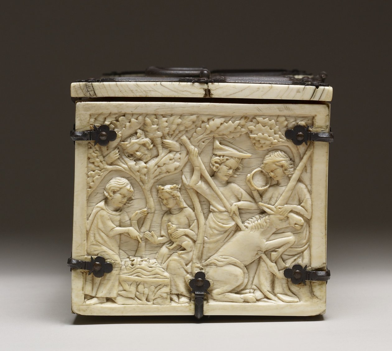 一个棺材的盖子描绘了“爱和骑士骑士的城堡”，c.1330-50 作者 法语学校