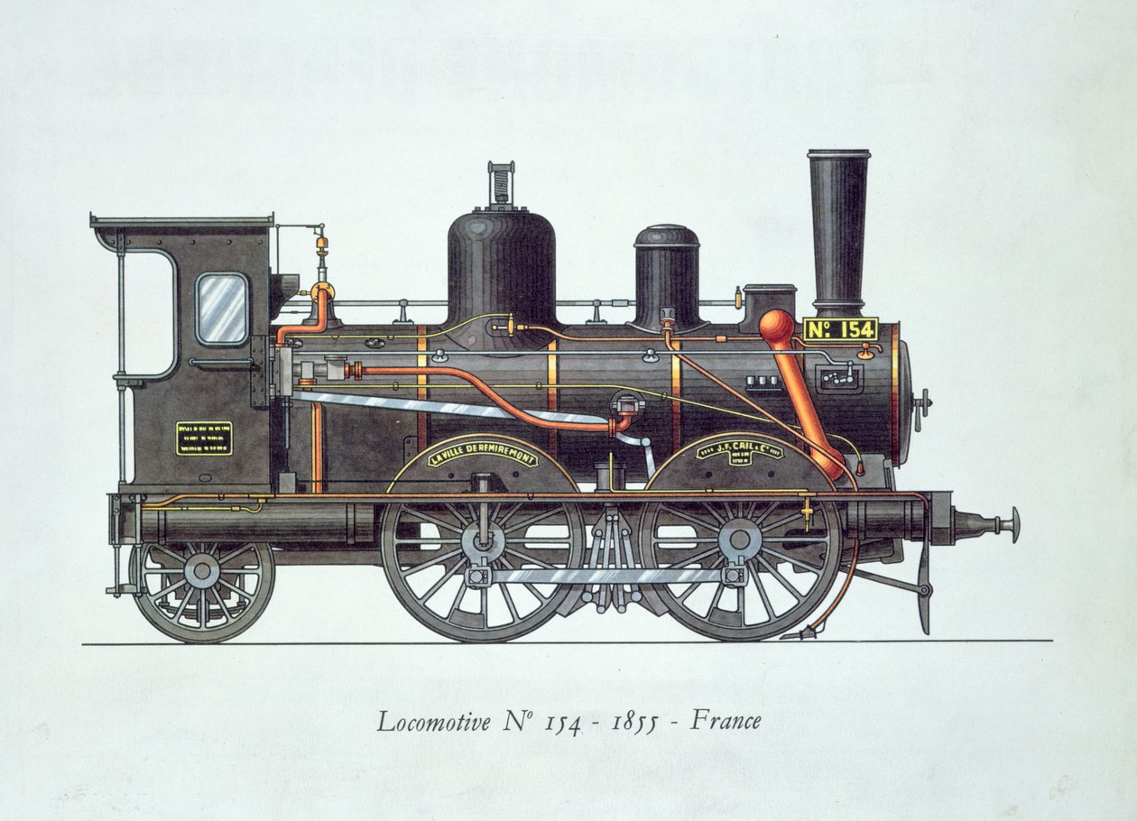 机车编号154，1855 作者 法语学校