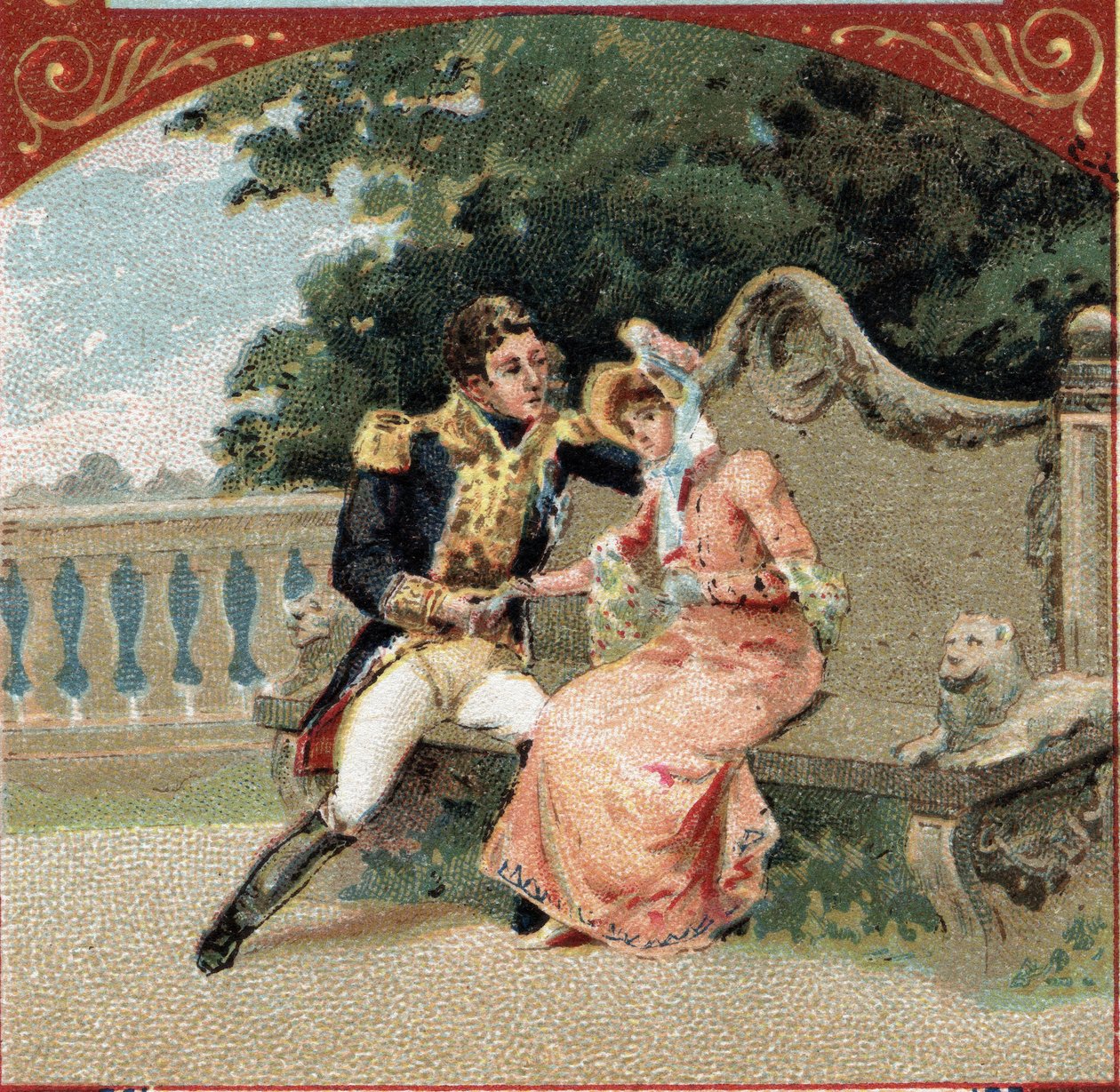 Louis Alexandre (Louis-Alexandre) Berthier (1753-1815), Prince of Wagram, with Madame Visconti, his mistress, at the Chateau de Grosbois. Chromolithography of the late 19th century 作者 法语学校