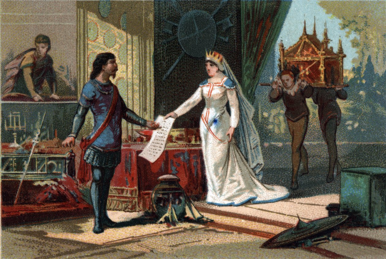 Louis II said the Begue (846-879), king of France receiving from his mother-in-law (Richilde d