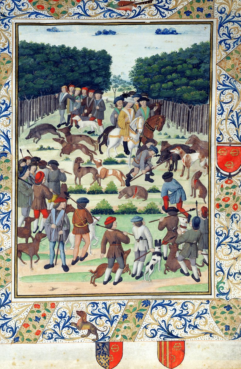Louis Malet（1441-1516）Seigneur de Graville，1493年后从Terrier de Marcoussis狩猎野猪 作者 法语学校