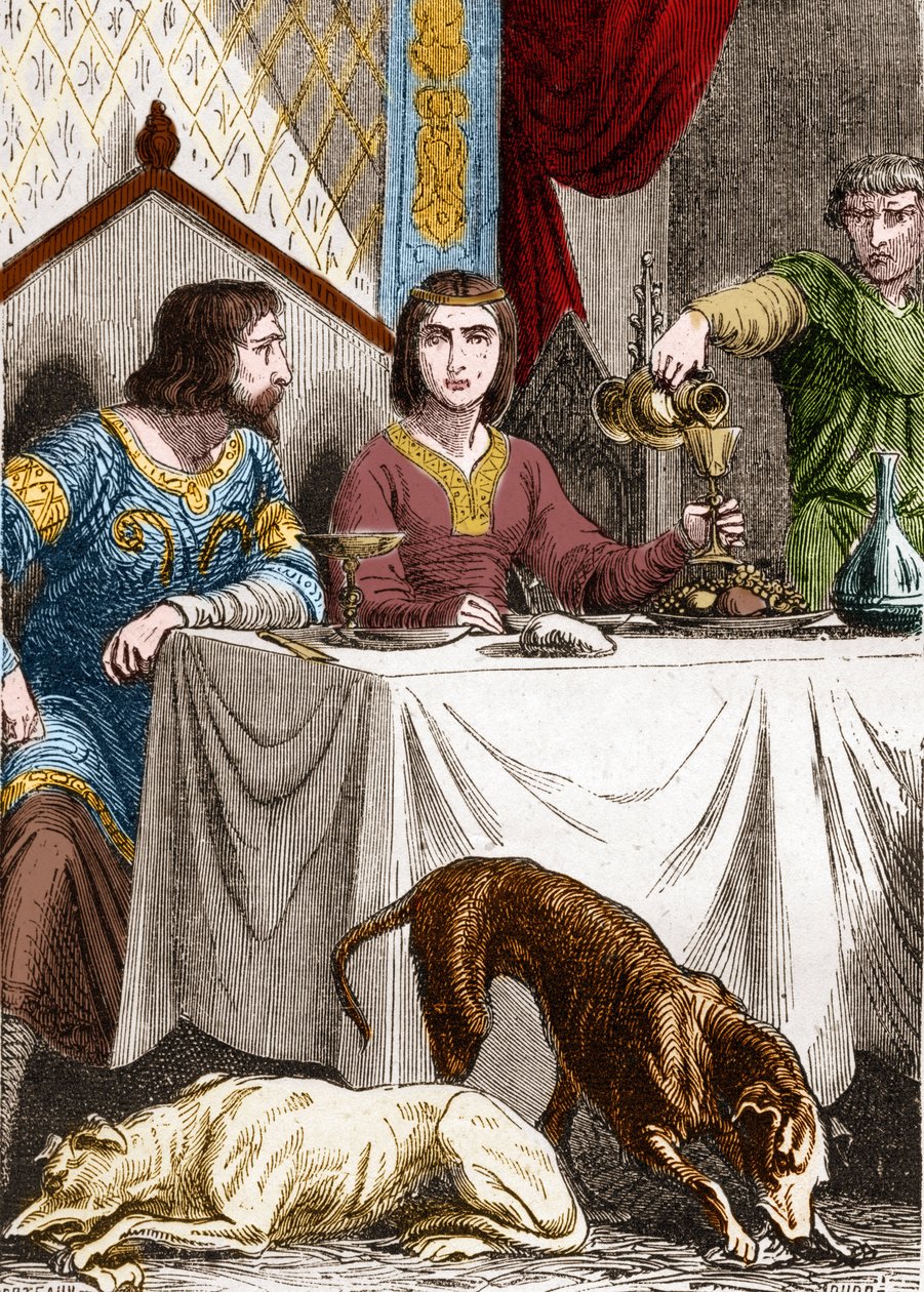 Louis VII the Young or the Pious (1120-1180) with his wife Alienor of Aquitaine (1122-1204) (or Eleonore of Guyenne). 作者 法语学校