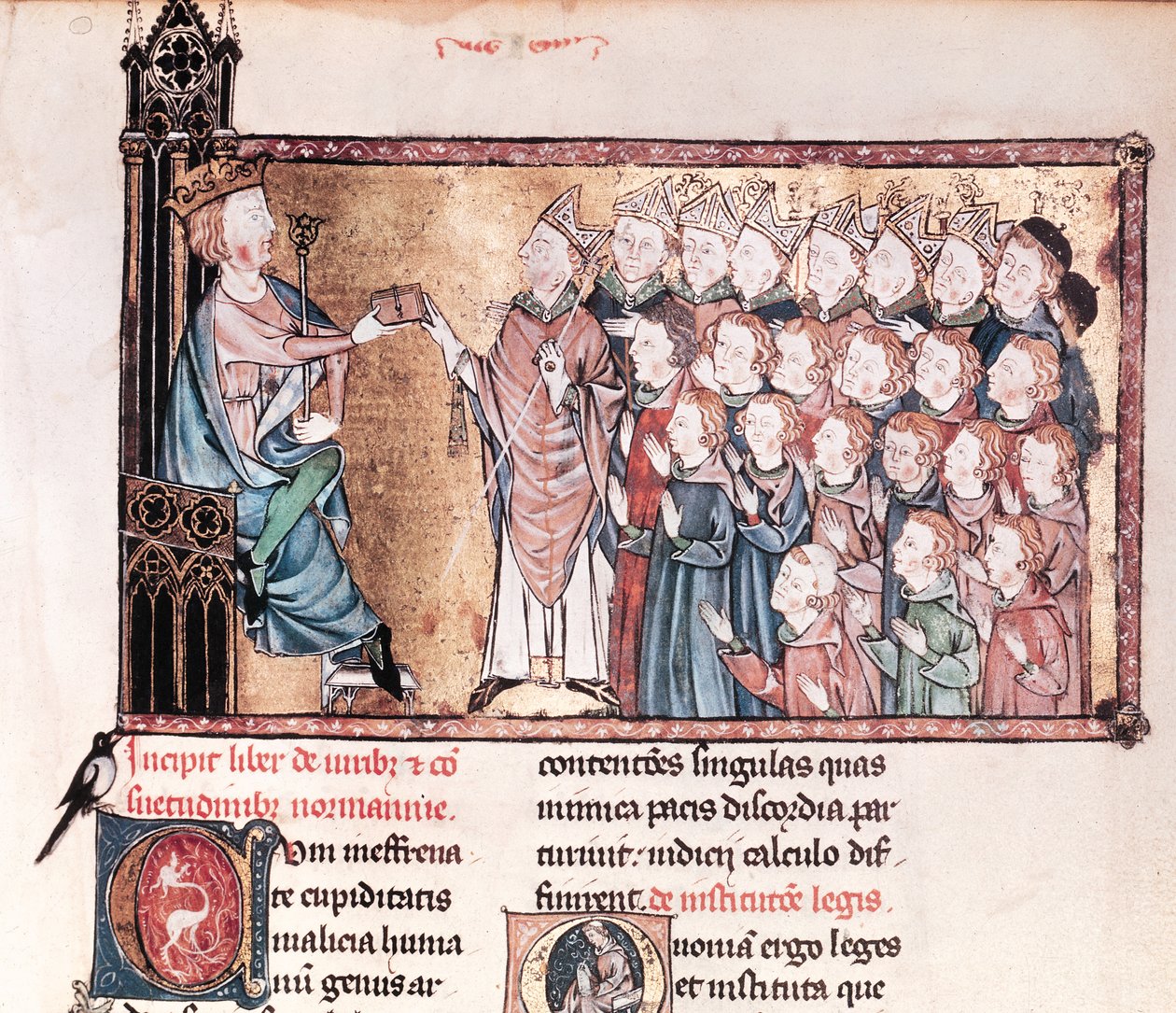 路易十世（1289-1316）顽固的宪章给诺曼人，来自Le Grand Coutumier de Normandie，c.1340 作者 法语学校