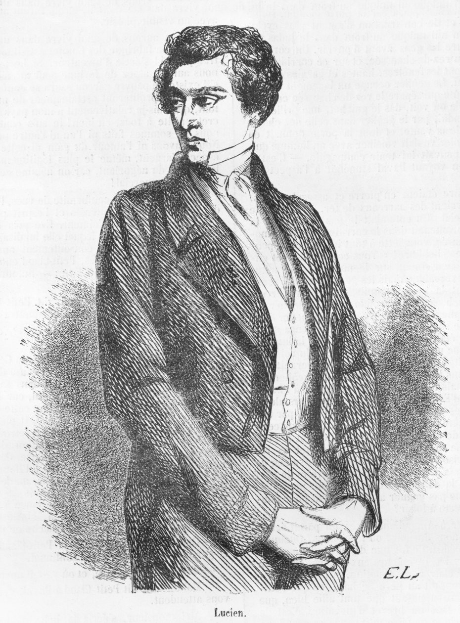 Lucien de Rubempre，来自Honore de Balzac的&39;Lost Illusions&39;插图，由Michel Levy Freres出版，1867年（版画）（bw照片） 作者 法语学校