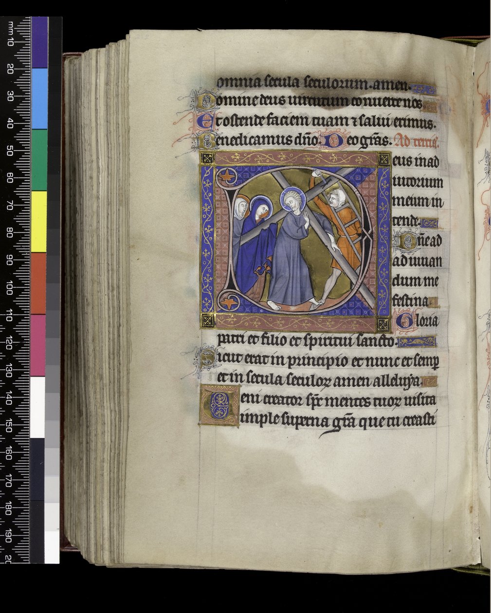 MS 300 f.212v, Terce, from the Psalter and Hours of Isabella of France, Paris, c.1265-70 (pen & ink and tempera on parchment) 作者 法语学校