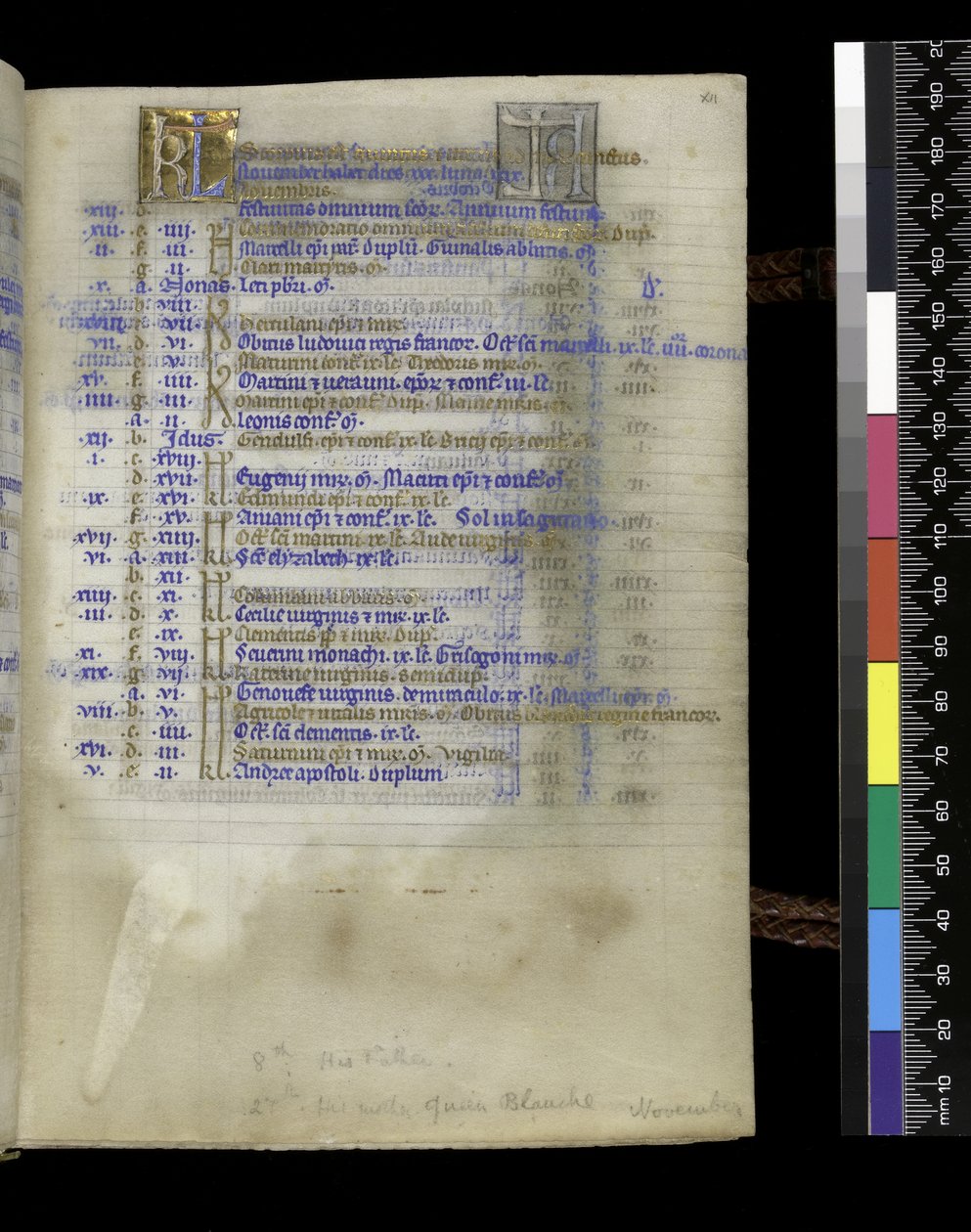 MS 300 f.XIIr, from the Psalter and Hours of Isabella of France, Paris, c.1265-70 (pen & ink and tempera on parchment) 作者 法语学校