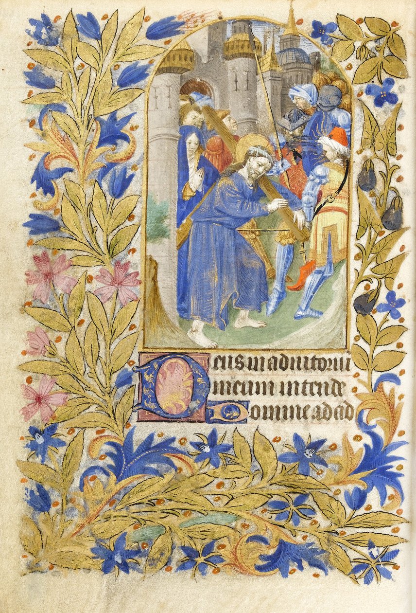MS 39-1950 f.146v Christ Carrying the Cross，1464（羊皮纸上的金色，银色和彩色墨水） 作者 法语学校
