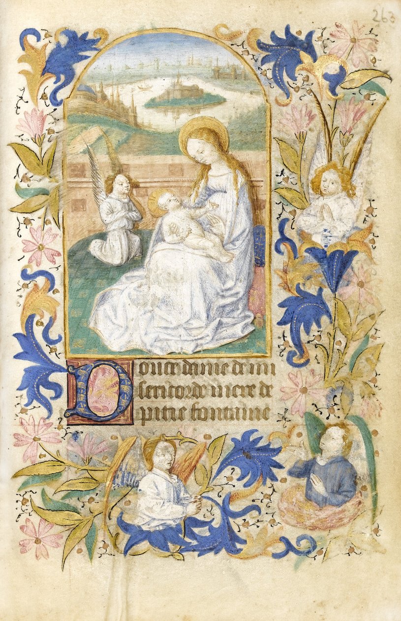 MS 39-1950 f.263r The Adoration，1464（羊皮纸上的金色，银色和彩色墨水） 作者 法语学校