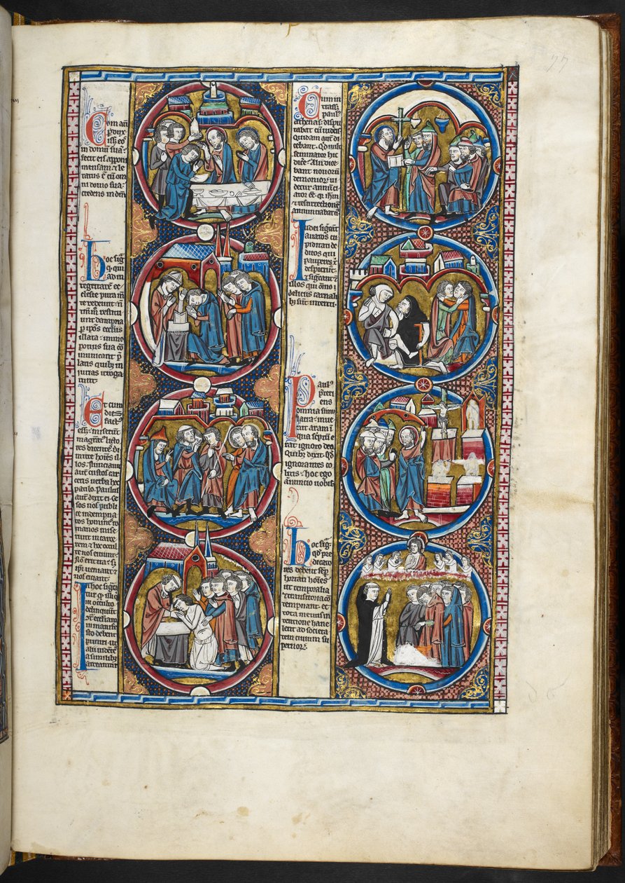 MS.哈雷 MS1527，f.77r，《圣经-道德篇》中的微型图（牛皮纸） 作者 法语学校