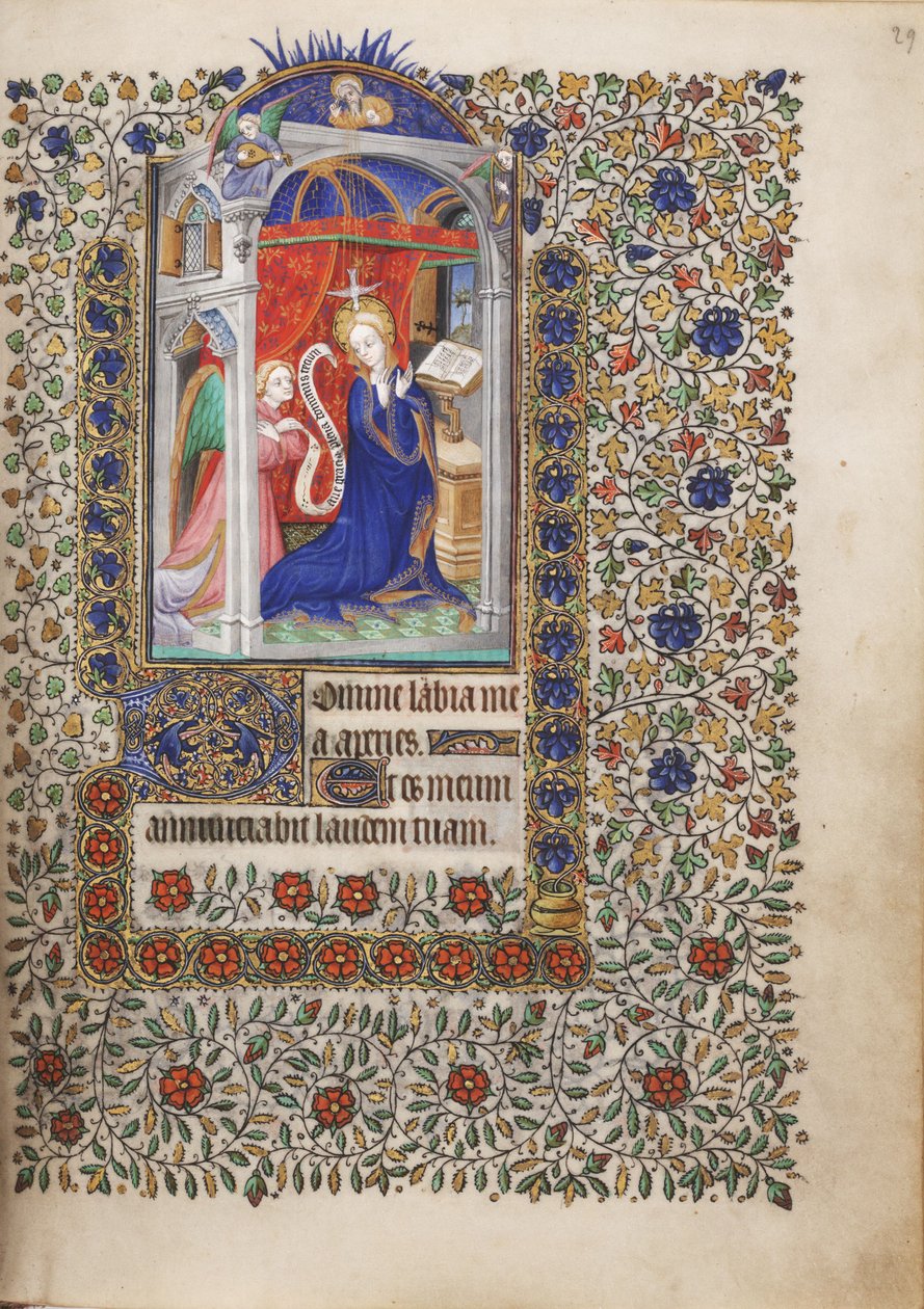 MS Widener 6 f.29r，通告，摘自《时光手册》，巴黎使用 作者 法语学校