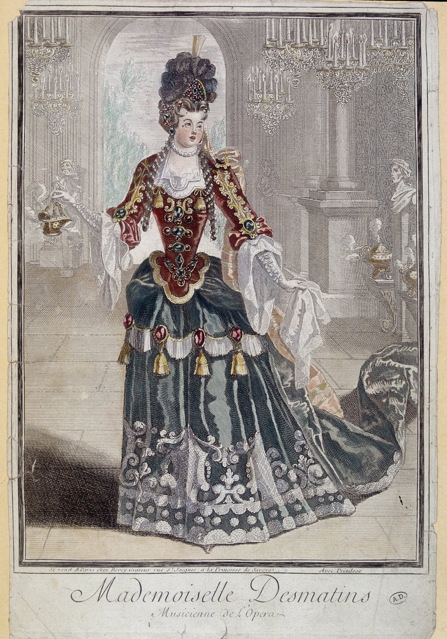 Mademoiselle Desmatins, musician (singer) of the Opera - engraving 作者 法语学校