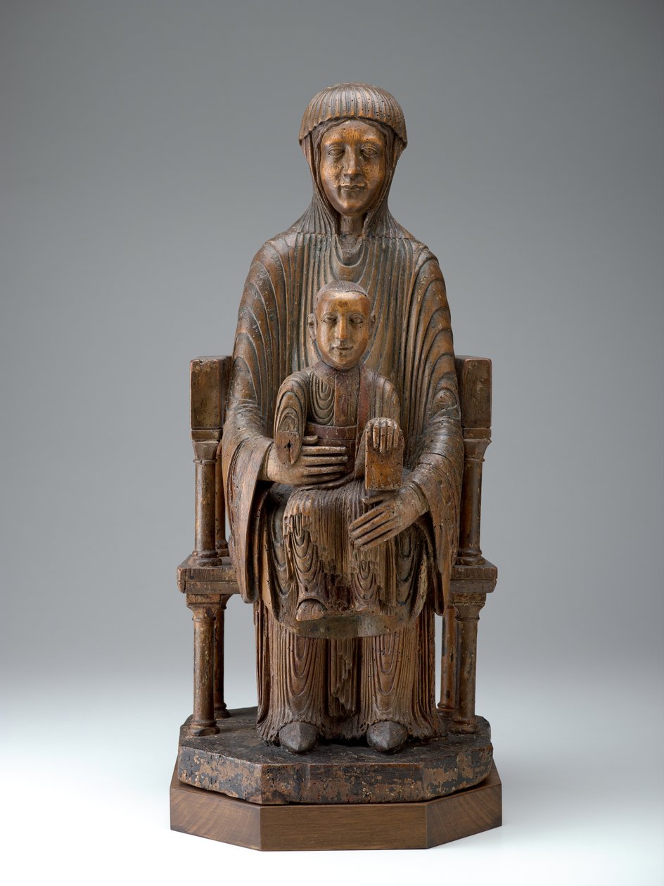 麦当娜和Child下的孩子，约1150年至1200年（木头，彩色的痕迹） 作者 法语学校