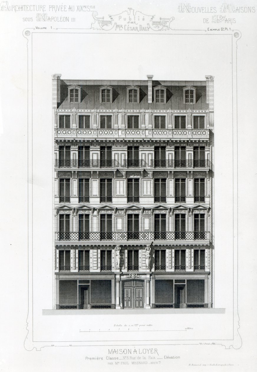 House A Loyer，巴黎第三街Rue de la Paix; C19的私人建筑 作者 法语学校