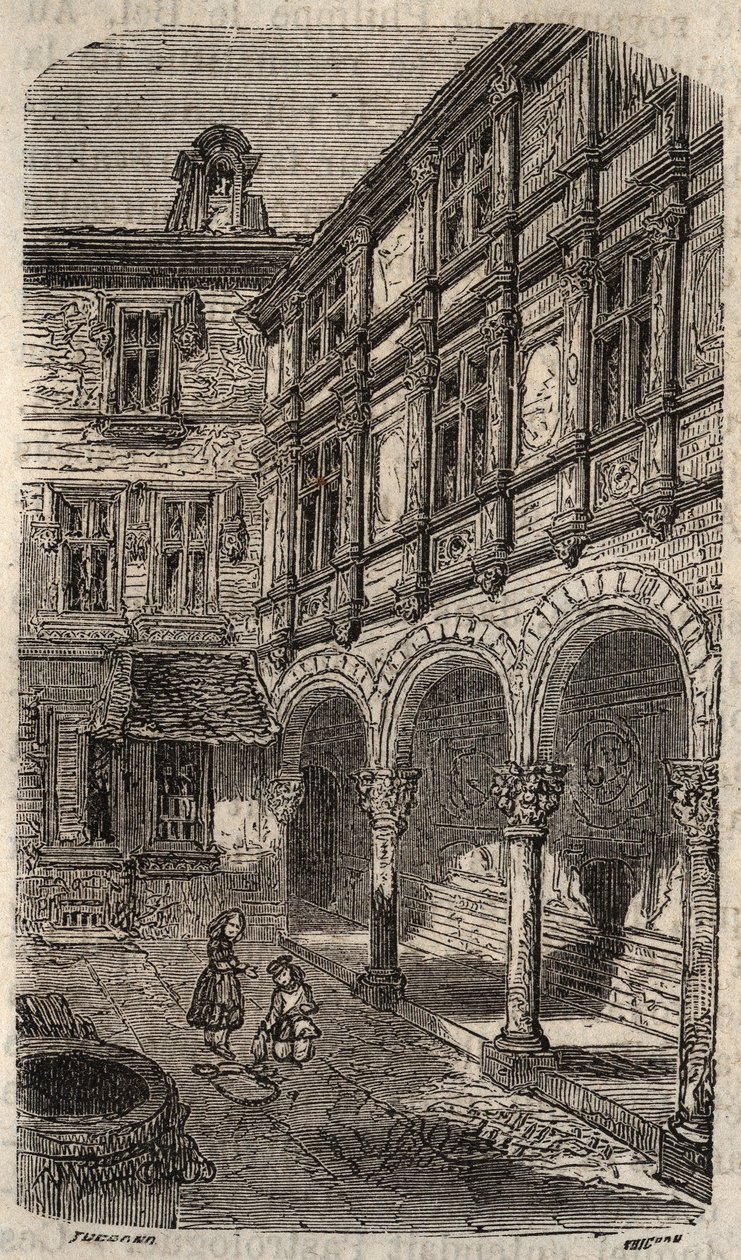 奥尔良的Agnes Sorel之家或Euverte-Hatte酒店（1524年）--Victor Duruy（1811-1894年）在《法国历史》中的雕刻--1882年 作者 法语学校